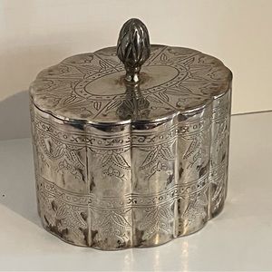 Beautiful Vintage Silver Godinger, Red Fabric Linned, Vintage Vanity Jewelry Box